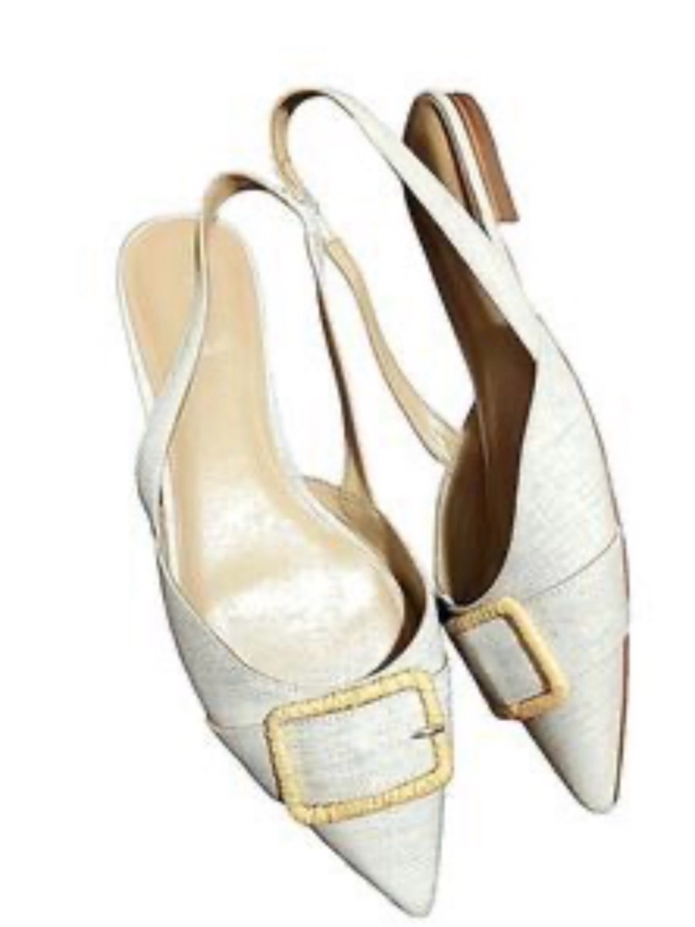 Ann Taylor size 7 Chic Beige Slingback Flats with Buckle